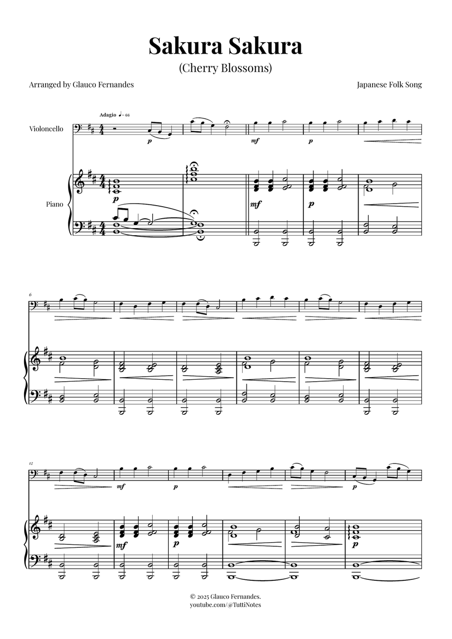 Sakura Sakura (Cherry Blossoms) - ENCHANTING Sheet Music Piano scores gallery preview page 1