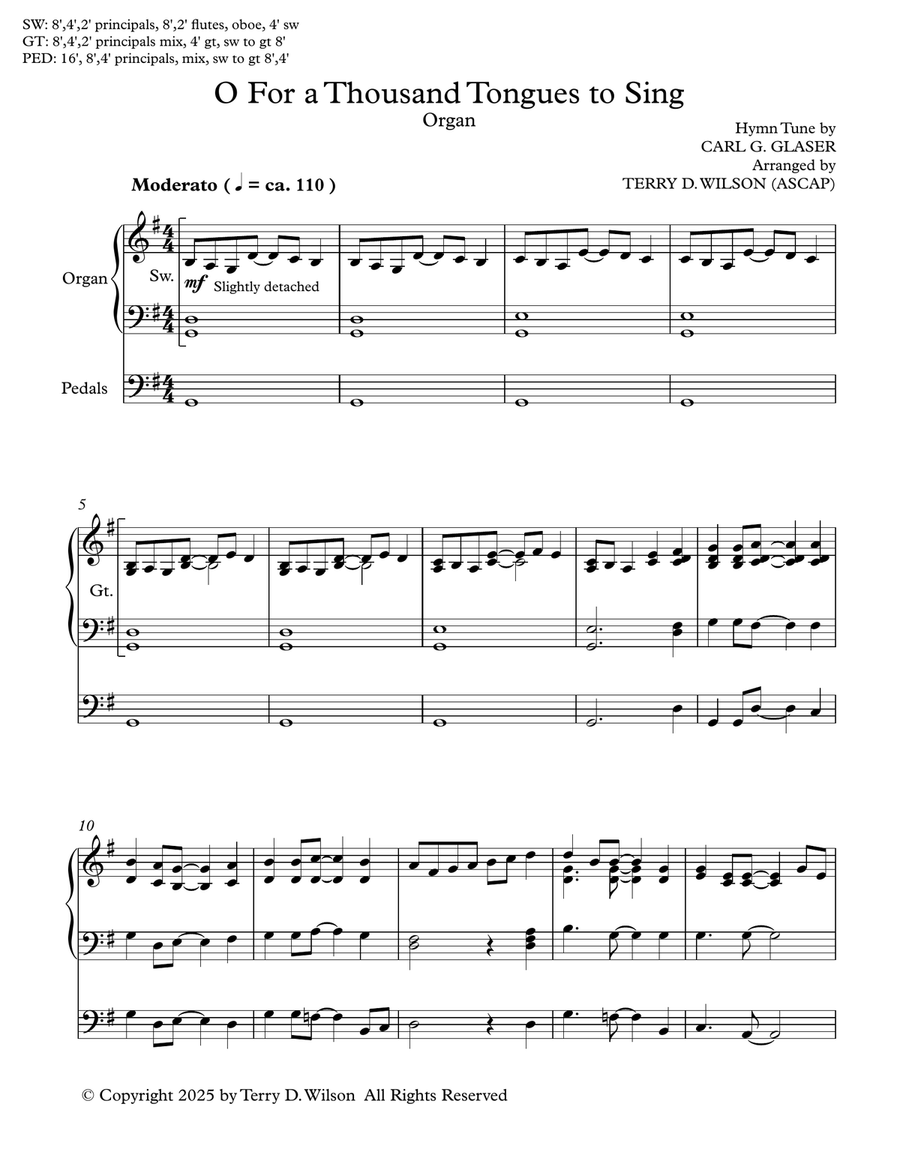O For a Thousand Tongues to Sing Organ Solo scores gallery preview page 1