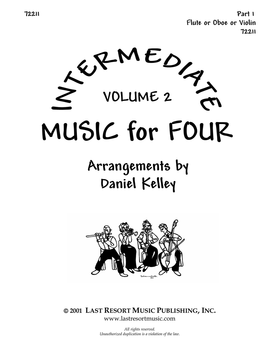 Intermediate Music for Four, Volume 2 Part 1 Flute or Oboe or Violin 72211 Small Ensemble scores gallery preview page 1