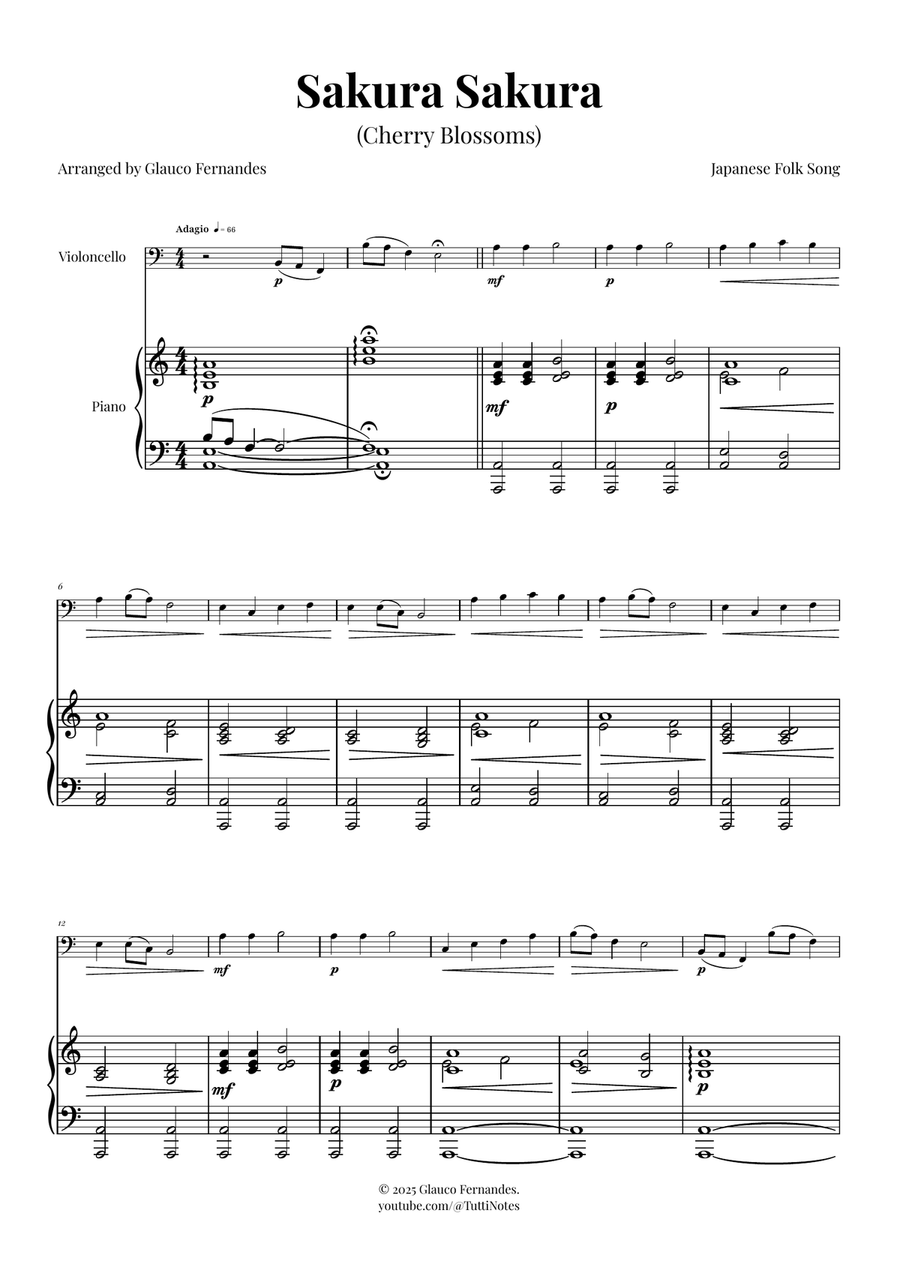 Sakura Sakura (Cherry Blossoms) - ENCHANTING Sheet Music Piano scores gallery preview page 1