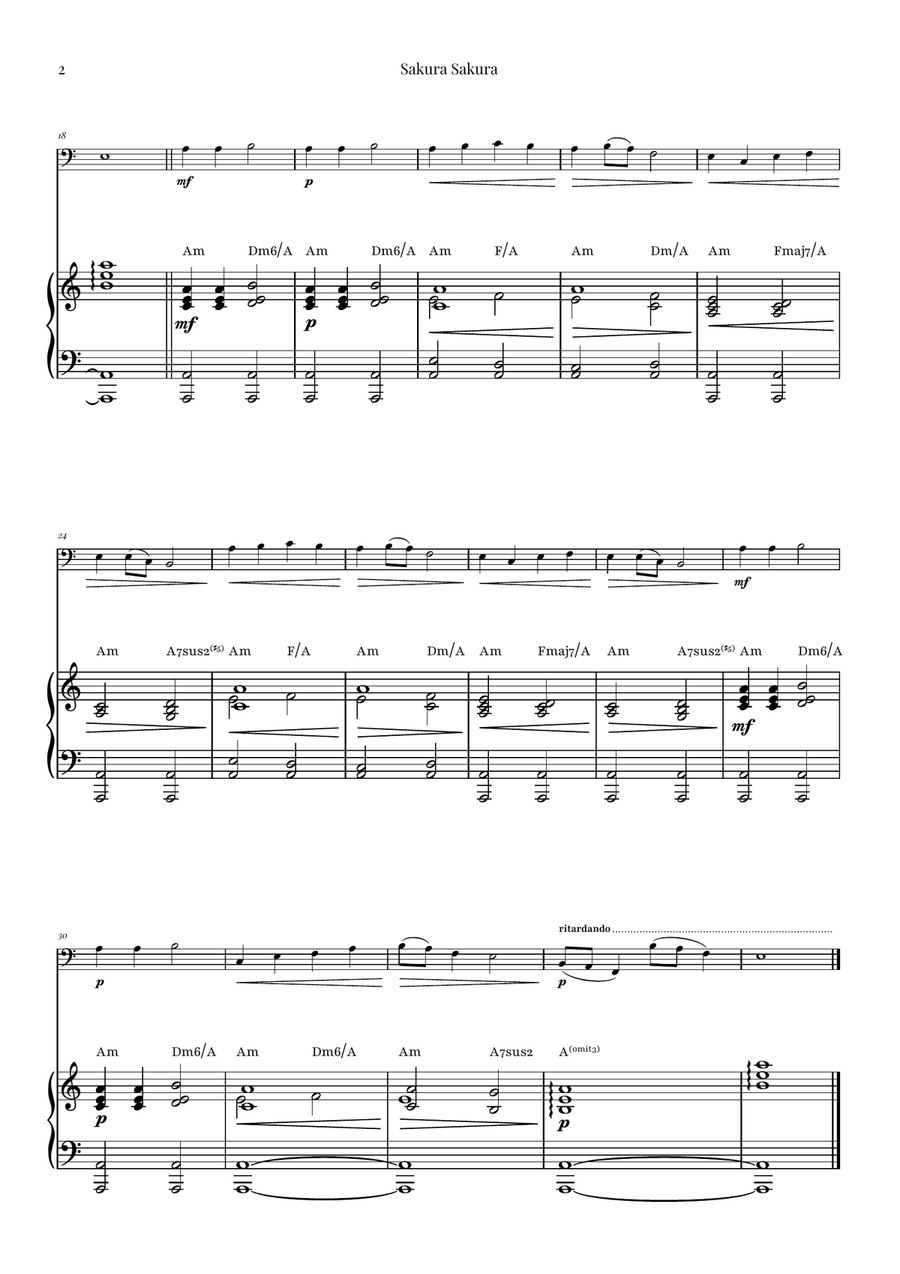 Sakura Sakura (Cherry Blossoms) - ENCHANTING Sheet Music Double Bass scores gallery preview page 2
