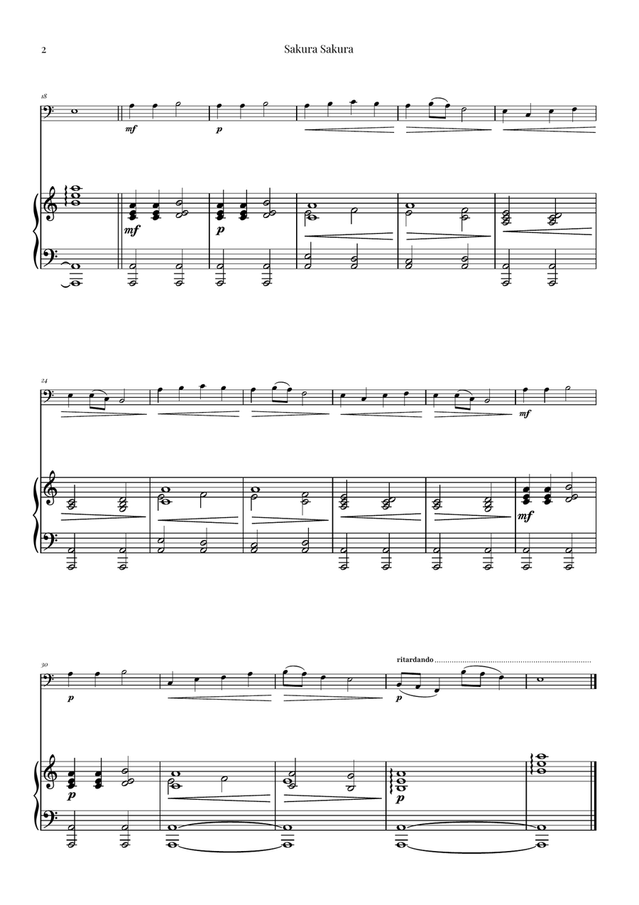 Sakura Sakura (Cherry Blossoms) - ENCHANTING Sheet Music Double Bass scores gallery preview page 2