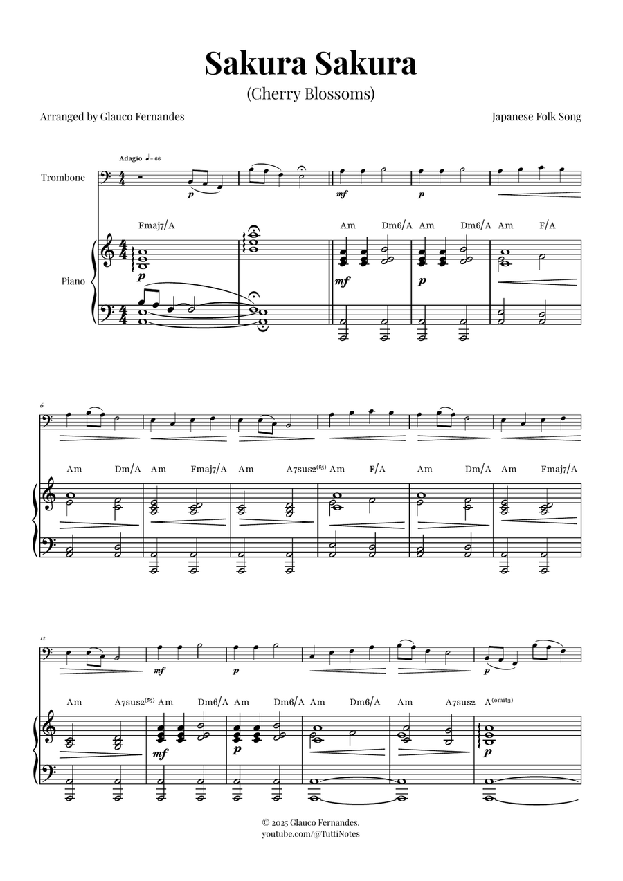 Sakura Sakura (Cherry Blossoms) - ENCHANTING Sheet Music Piano scores gallery preview page 1