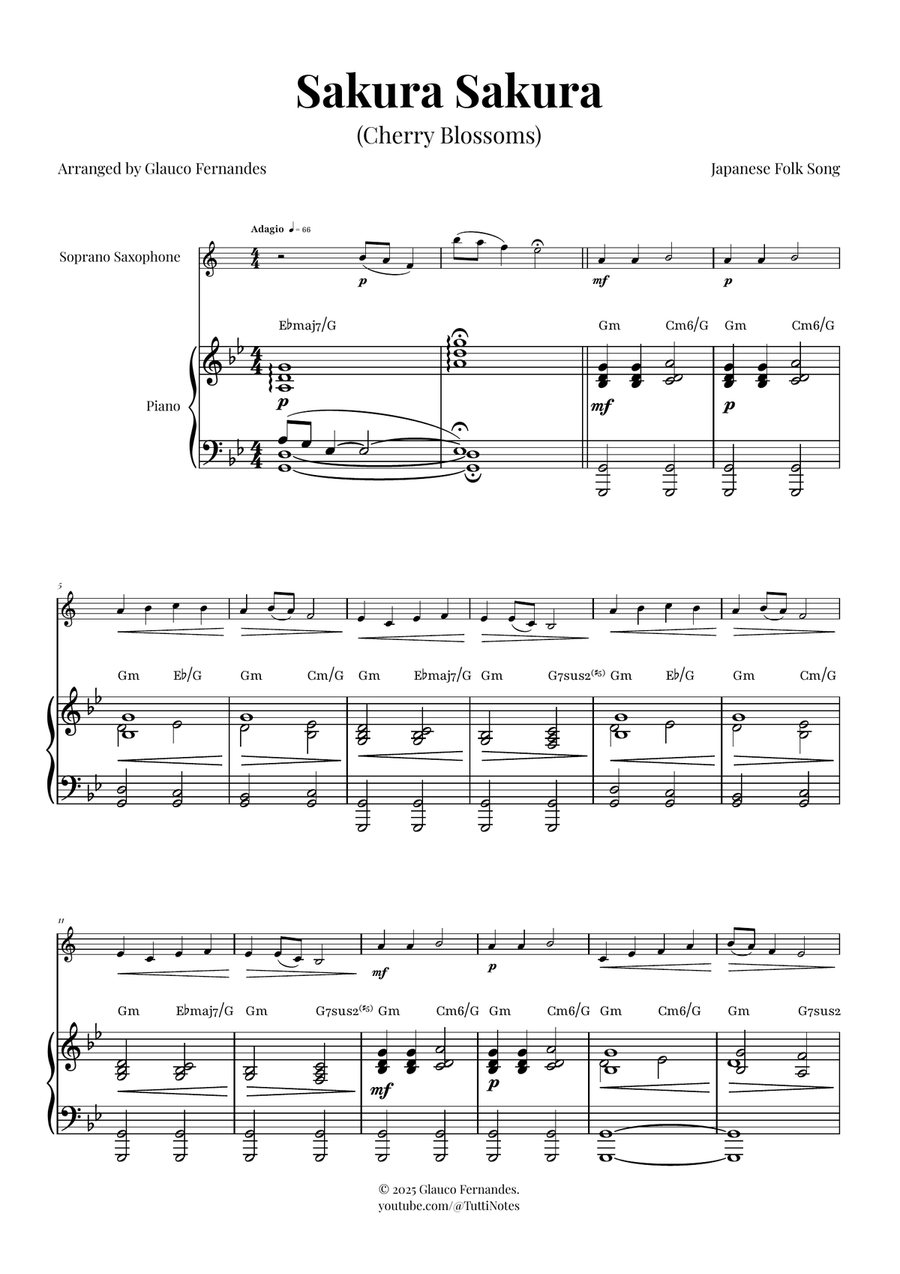Sakura Sakura (Cherry Blossoms) - ENCHANTING Sheet Music Soprano Saxophone scores gallery preview page 1