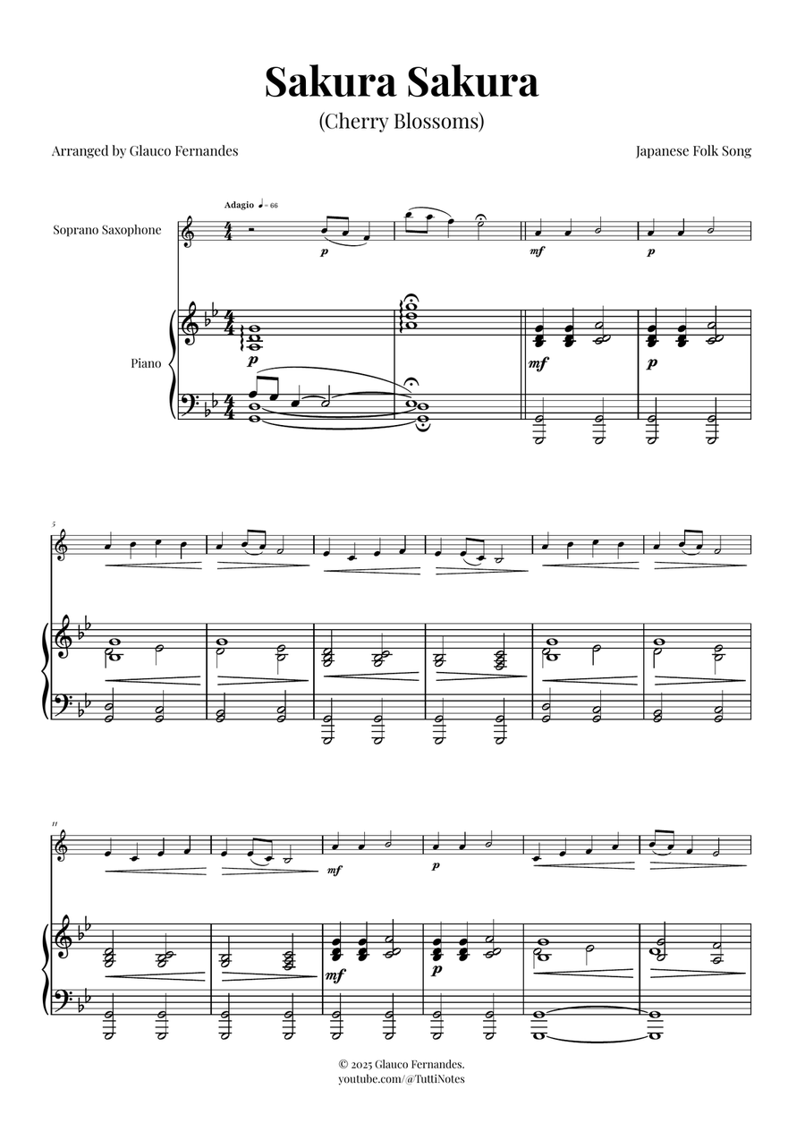 Sakura Sakura (Cherry Blossoms) - ENCHANTING Sheet Music Soprano Saxophone scores gallery preview page 1