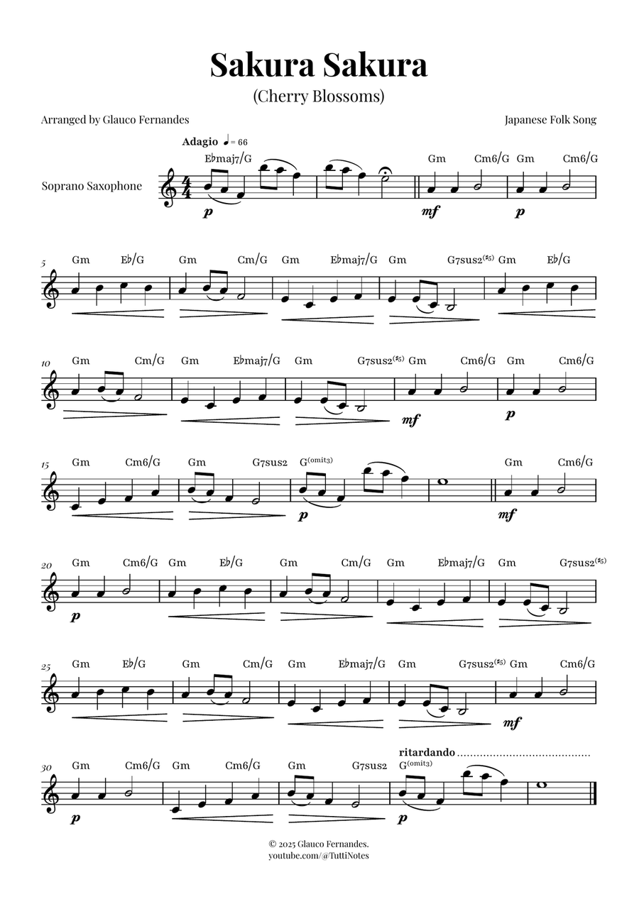 Sakura Sakura (Cherry Blossoms) - ENCHANTING Sheet Music Soprano Saxophone scores gallery preview page 1