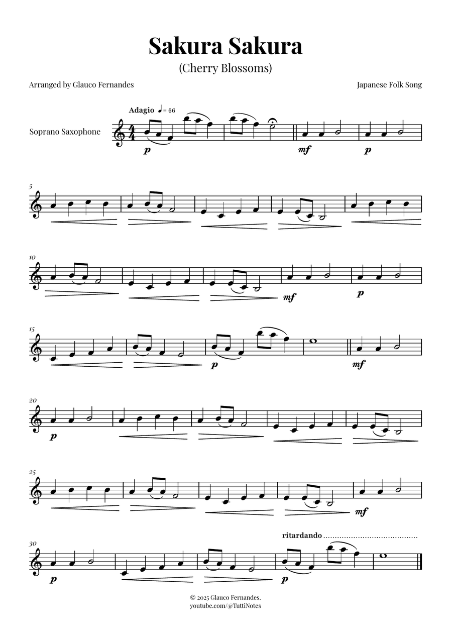 Sakura Sakura (Cherry Blossoms) - ENCHANTING Sheet Music Soprano Saxophone scores gallery preview page 1