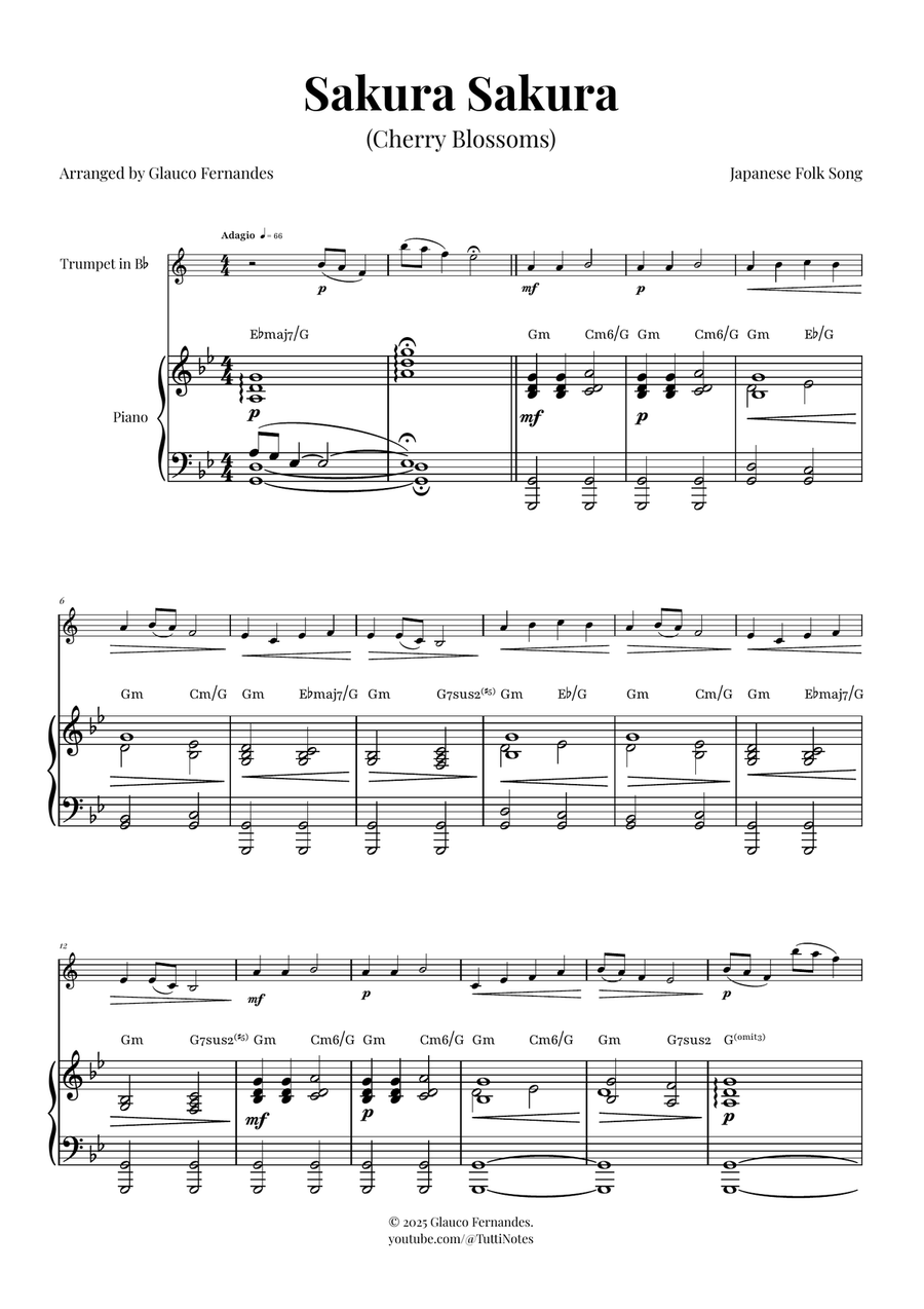 Sakura Sakura (Cherry Blossoms) - ENCHANTING Sheet Music B-Flat Trumpet scores gallery preview page 1