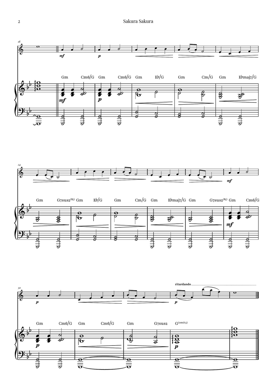 Sakura Sakura (Cherry Blossoms) - ENCHANTING Sheet Music B-Flat Trumpet scores gallery preview page 2