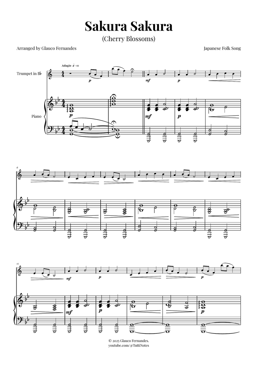 Sakura Sakura (Cherry Blossoms) - ENCHANTING Sheet Music B-Flat Trumpet scores gallery preview page 1