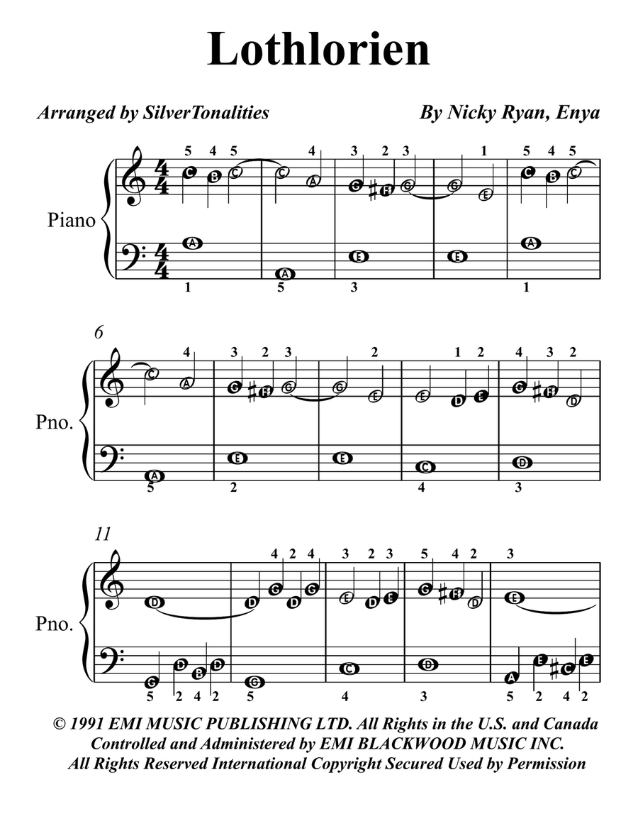 Lothlorien Piano Method scores gallery preview page 1