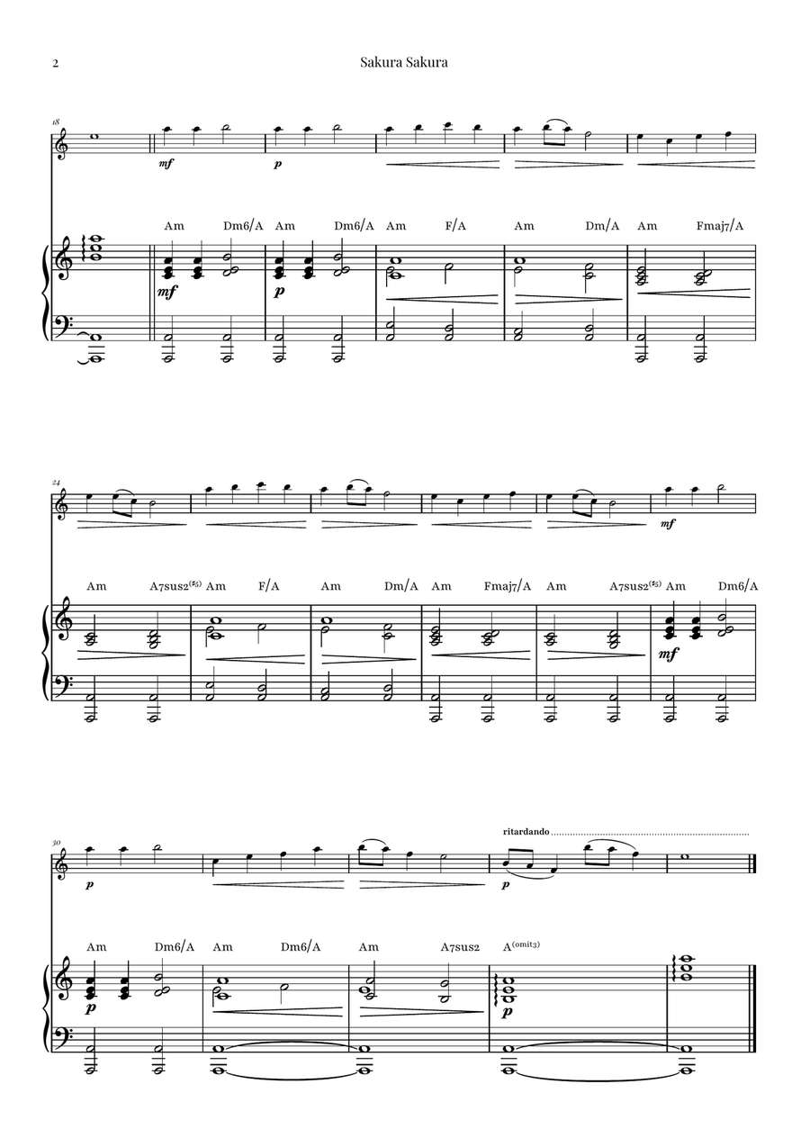 Sakura Sakura (Cherry Blossoms) - ENCHANTING Sheet Music Alto Recorder scores gallery preview page 2