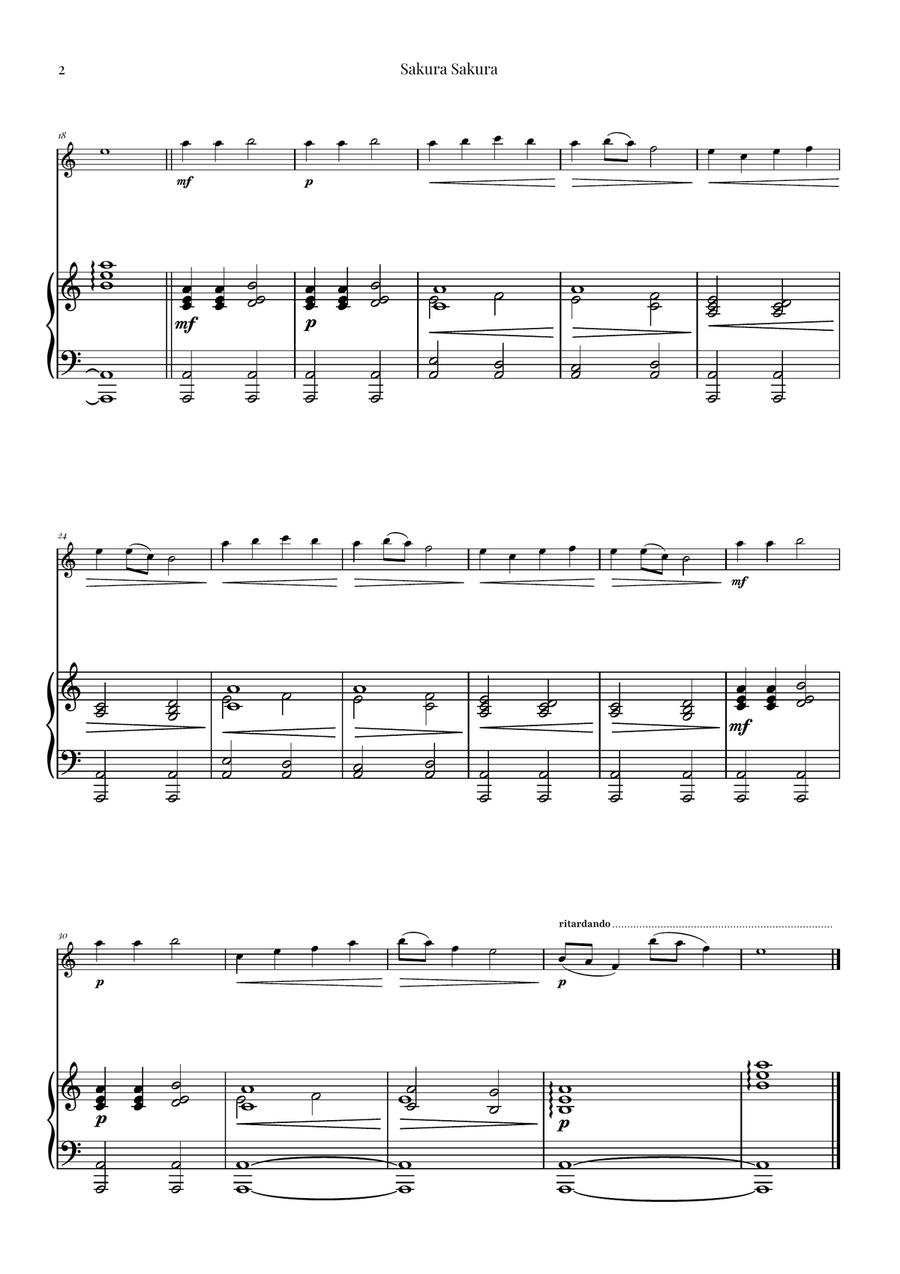 Sakura Sakura (Cherry Blossoms) - ENCHANTING Sheet Music Violin Solo scores gallery preview page 2