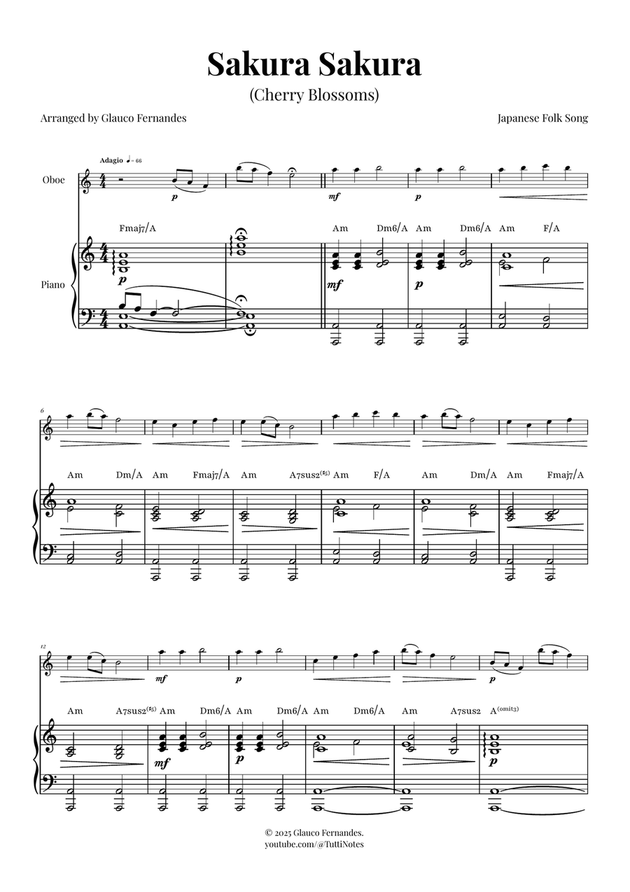 Sakura Sakura (Cherry Blossoms) - ENCHANTING Sheet Music Piano scores gallery preview page 1