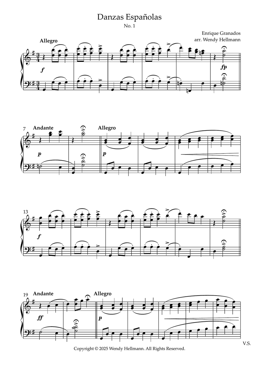 Danzas Españolas, No. 1 Piano Solo scores gallery preview page 1