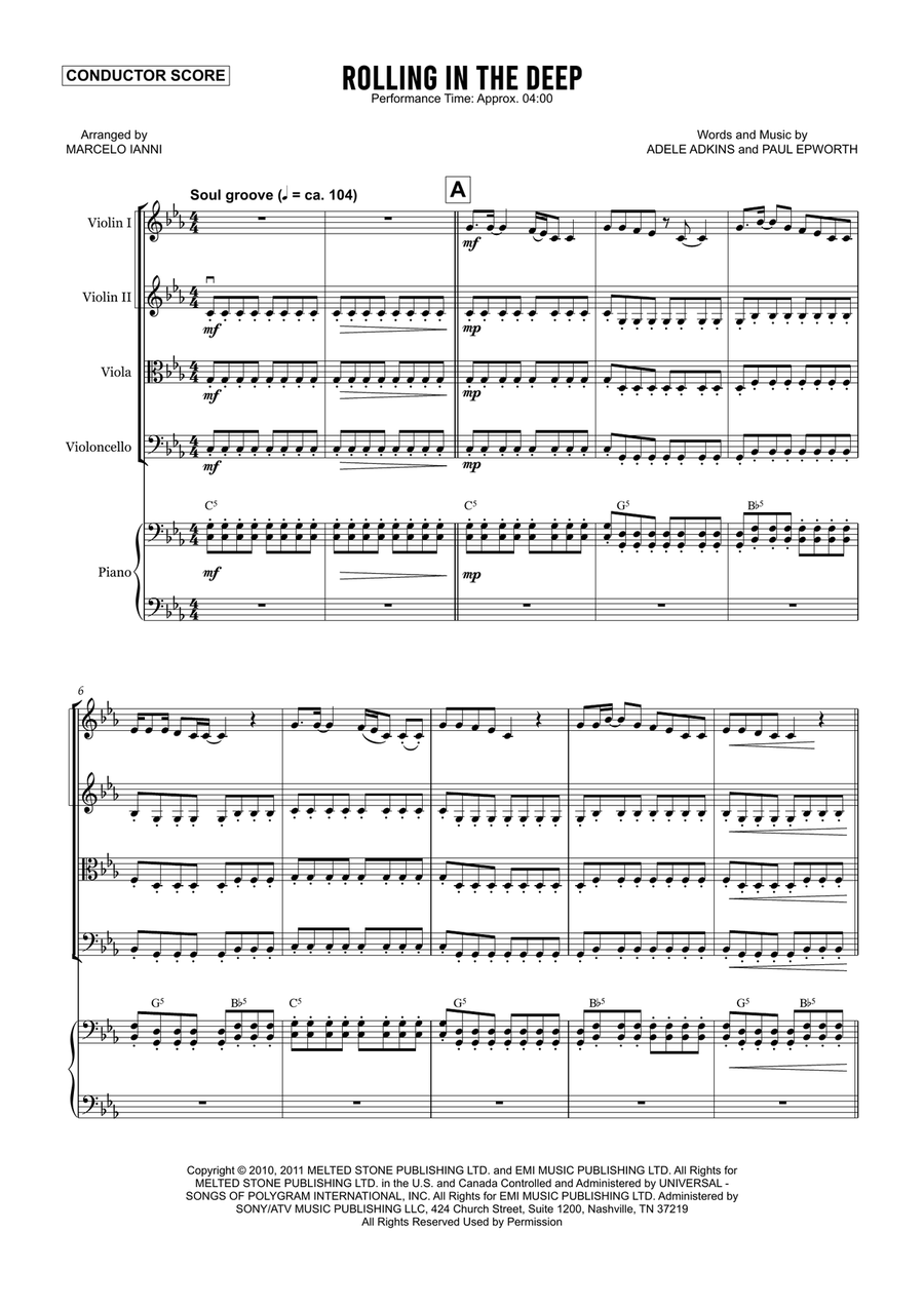 Rolling In The Deep Rolling In The Deep String Quartet scores gallery preview page 1