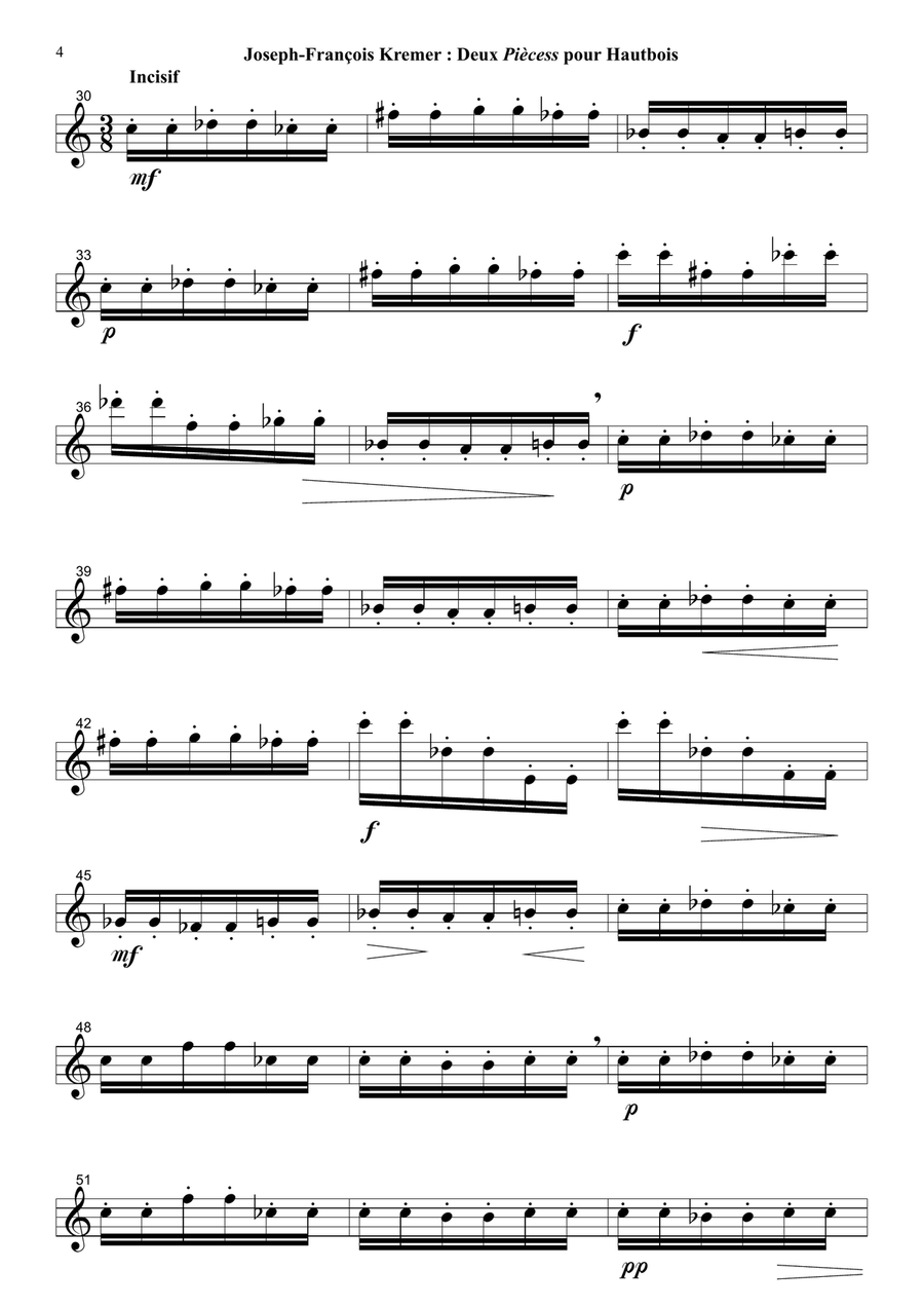 Joseph-François Kremer : Deux Pièces for solo oboe Oboe Solo scores gallery preview page 4