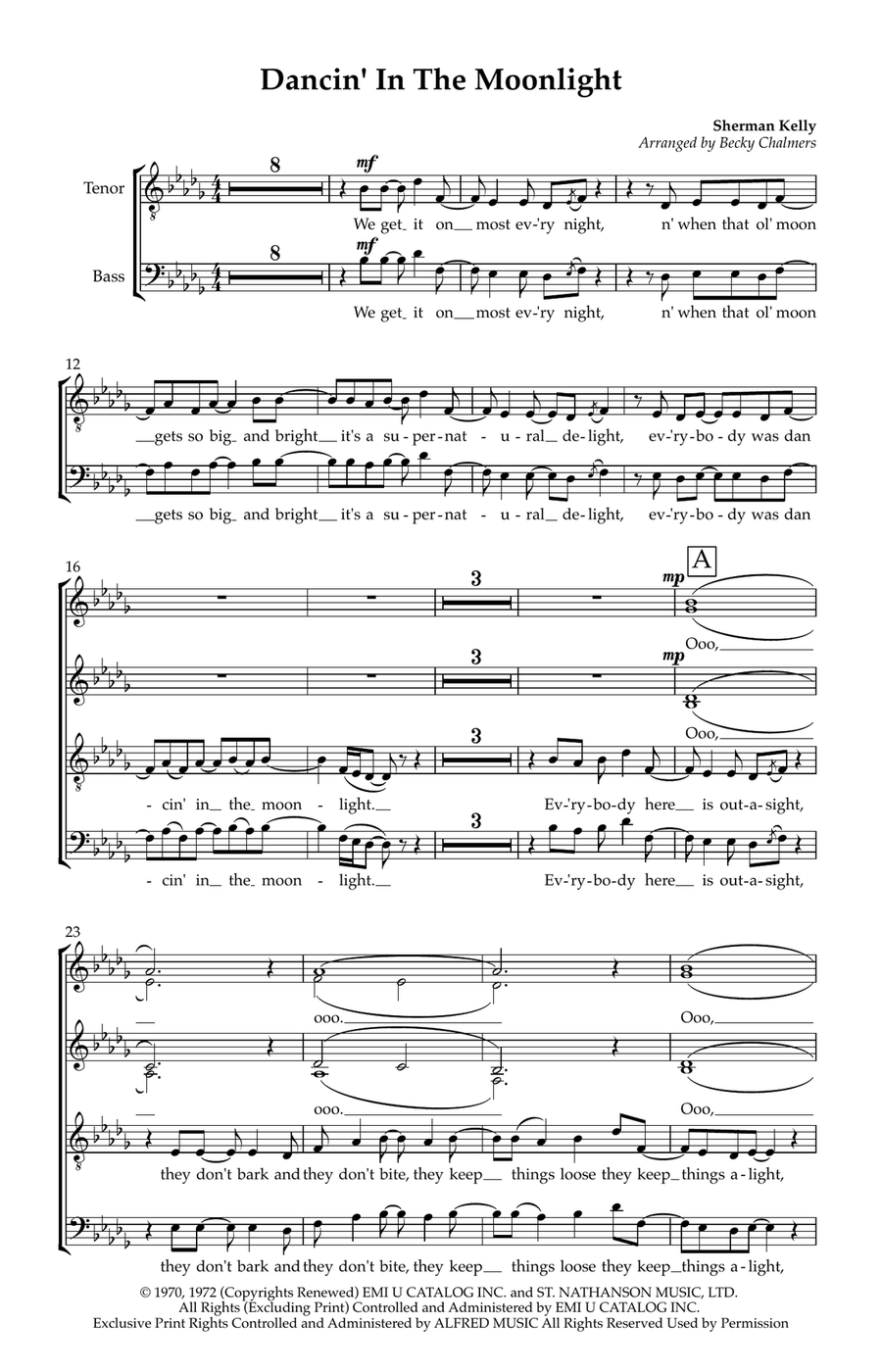 Dancin' In The Moonlight Dancin' In The Moonlight Divisi scores gallery preview page 1