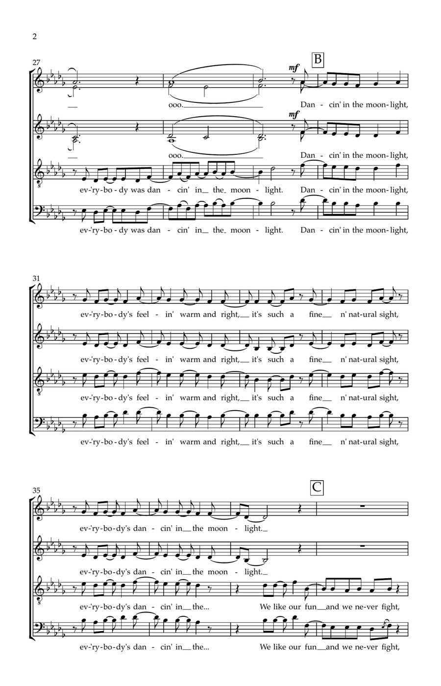 Dancin' In The Moonlight Dancin' In The Moonlight Divisi scores gallery preview page 2