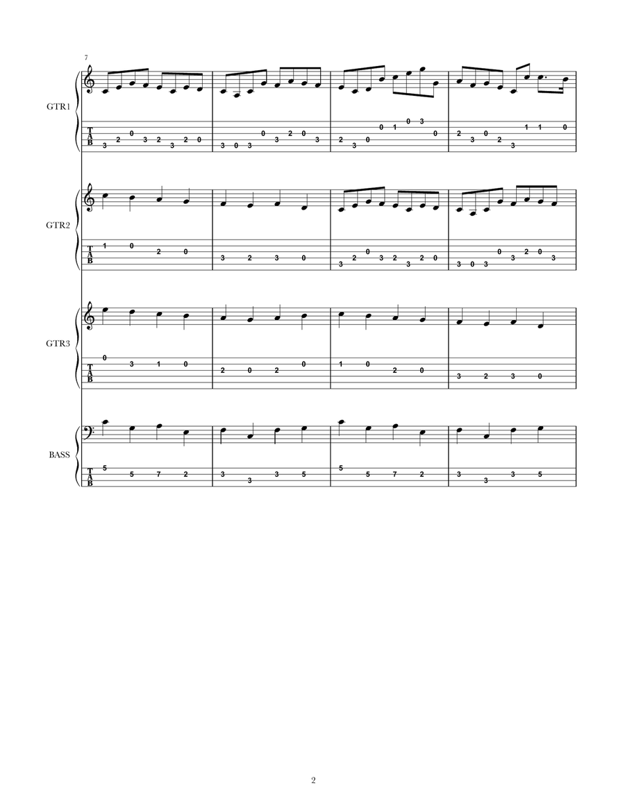 Canon, Guitar Trio & Bass Guitar Tab (with full score) Guitar Ensemble scores gallery preview page 3