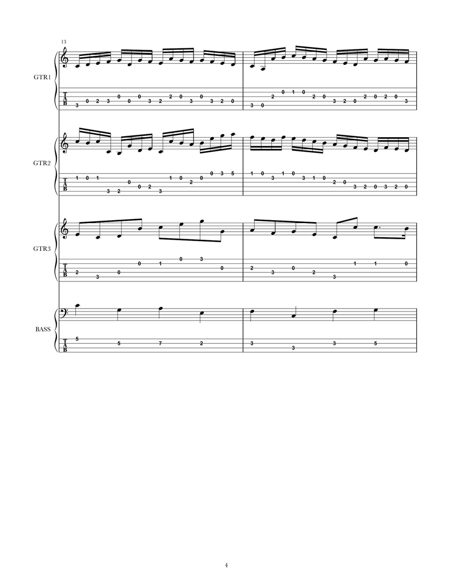 Canon, Guitar Trio & Bass Guitar Tab (with full score) Guitar Ensemble scores gallery preview page 5