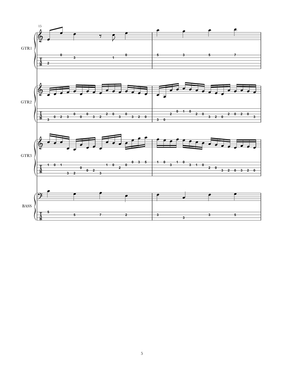 Canon, Guitar Trio & Bass Guitar Tab (with full score) Guitar Ensemble scores gallery preview page 6