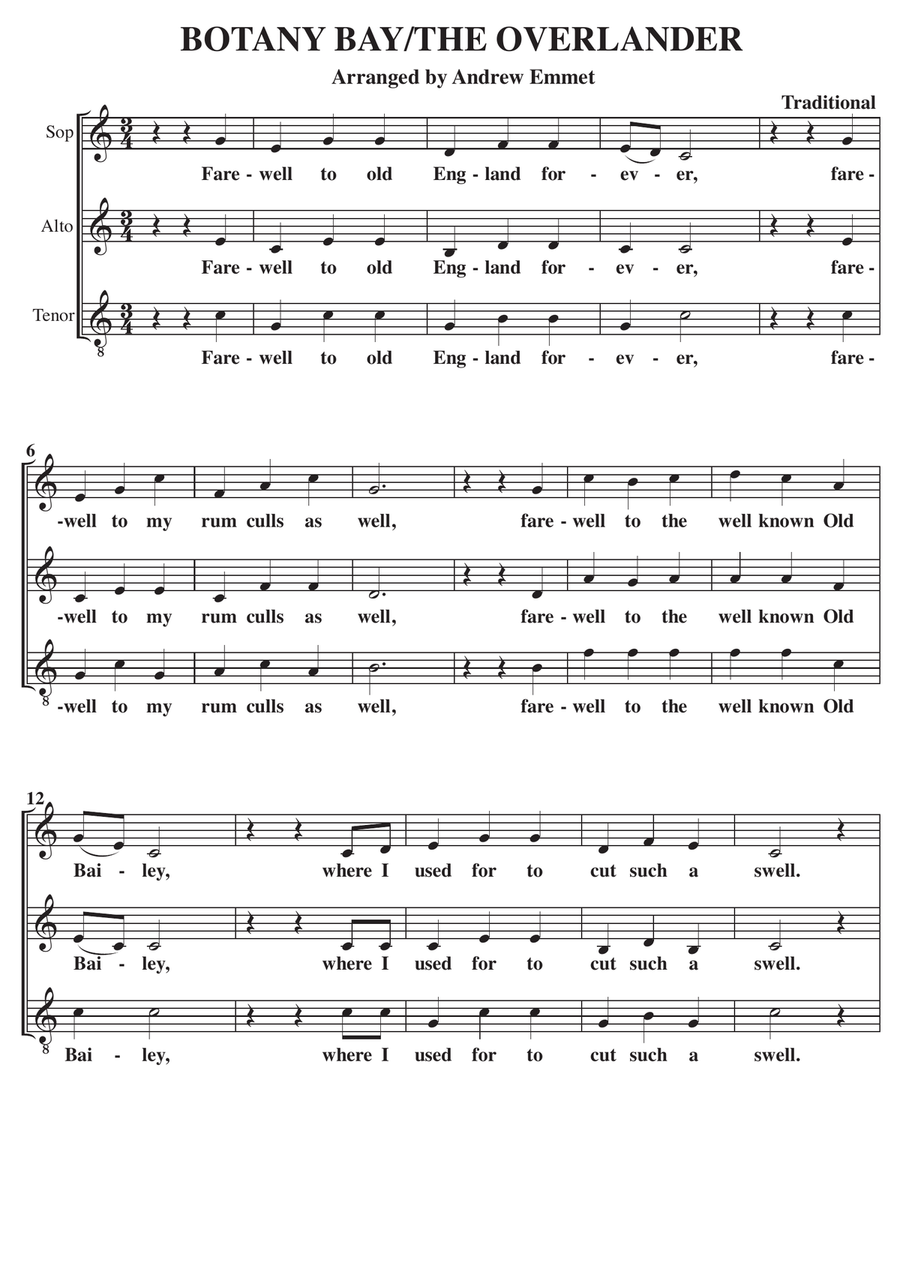 Botany Bay/The Overlander A Cappella SAT SAT scores gallery preview page 1