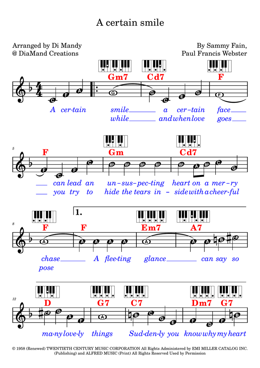 A Certain Smile A Certain Smile Piano scores gallery preview page 1