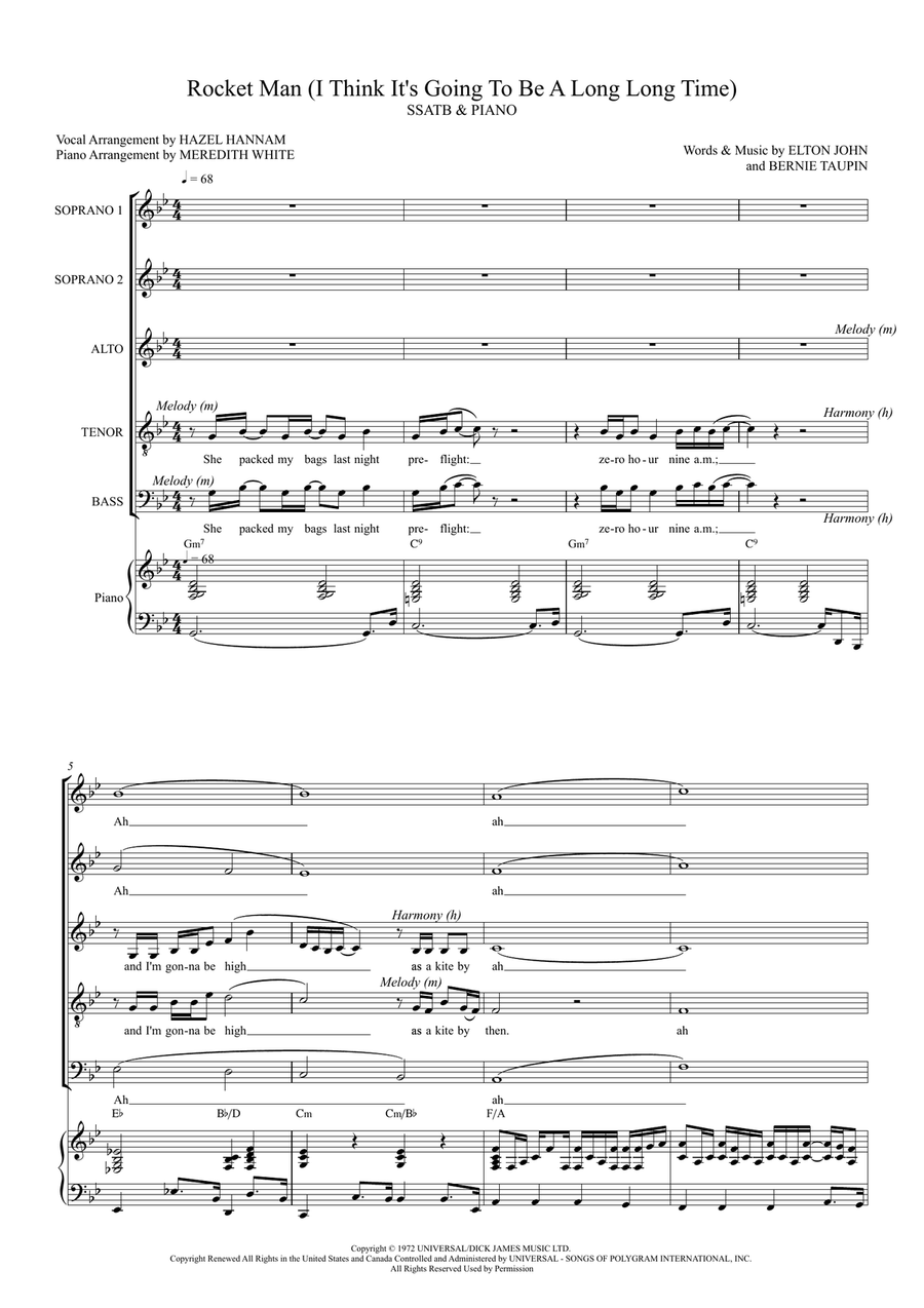 Rocket Man (I Think It's Gonna Be A Long Long Time) Divisi scores gallery preview page 1