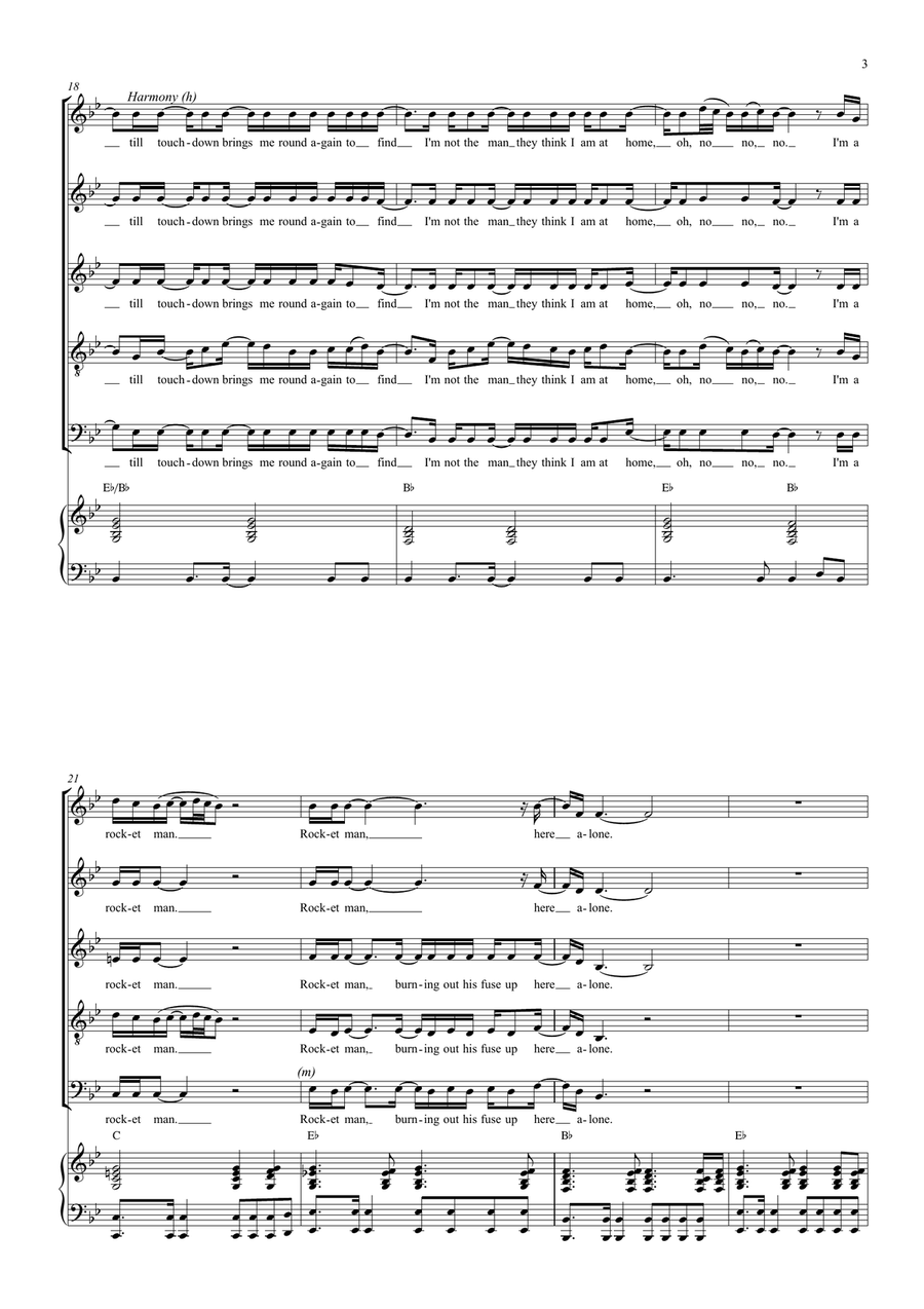 Rocket Man (I Think It's Gonna Be A Long Long Time) Divisi scores gallery preview page 3