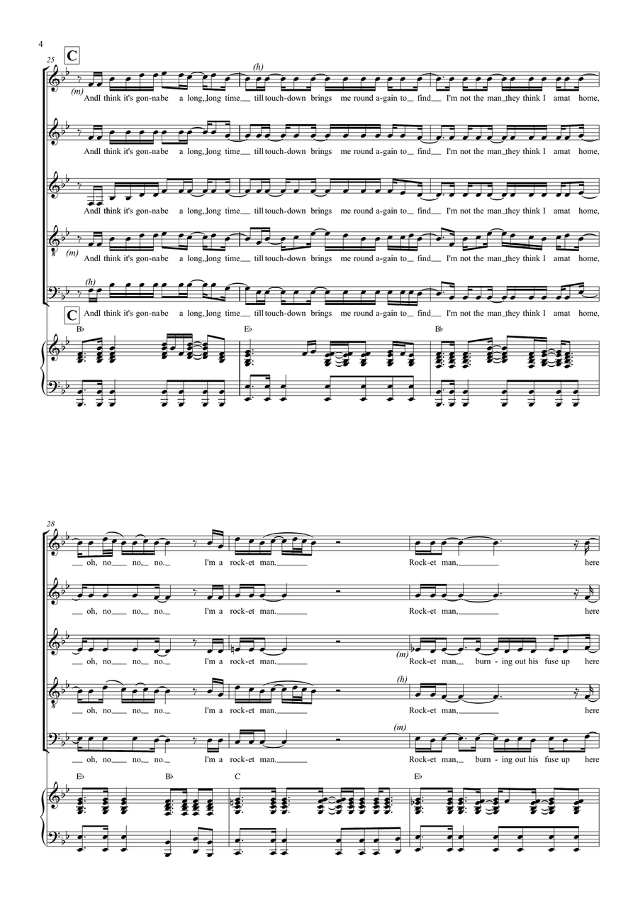 Rocket Man (I Think It's Gonna Be A Long Long Time) Divisi scores gallery preview page 4