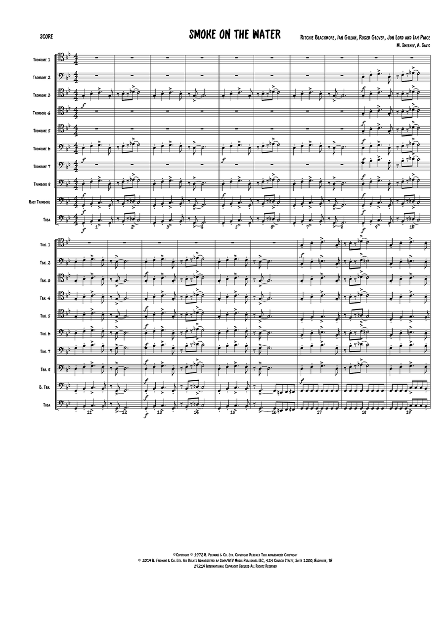 Smoke On The Water Smoke On The Water Large Ensemble scores gallery preview page 1