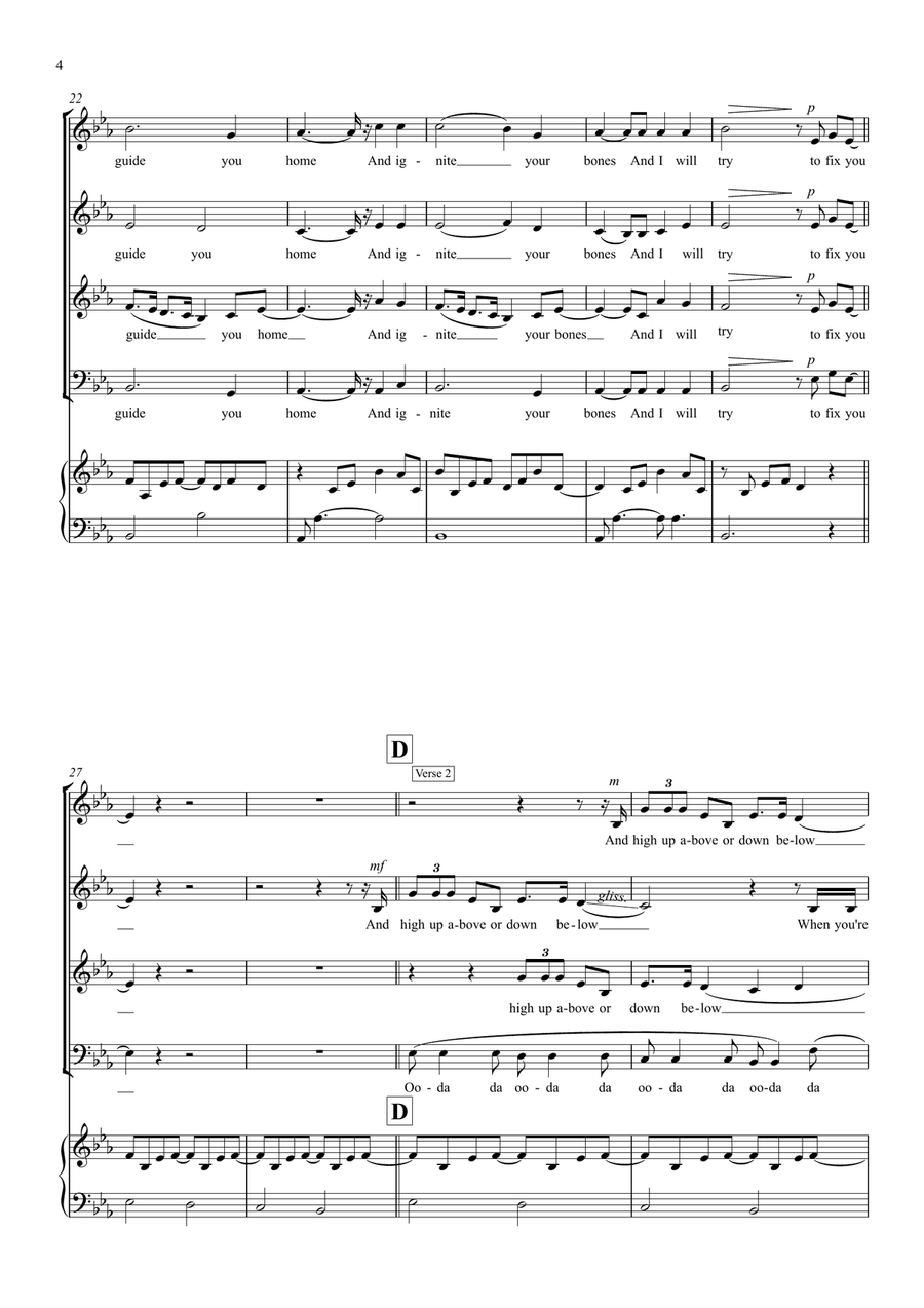 Fix You 4-Part scores gallery preview page 4