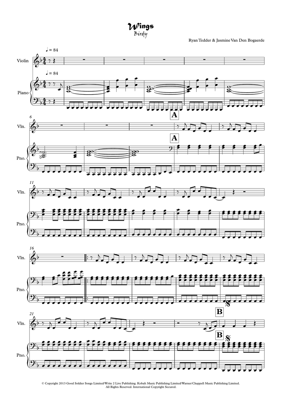 Wings Wings Violin Solo scores gallery preview page 1