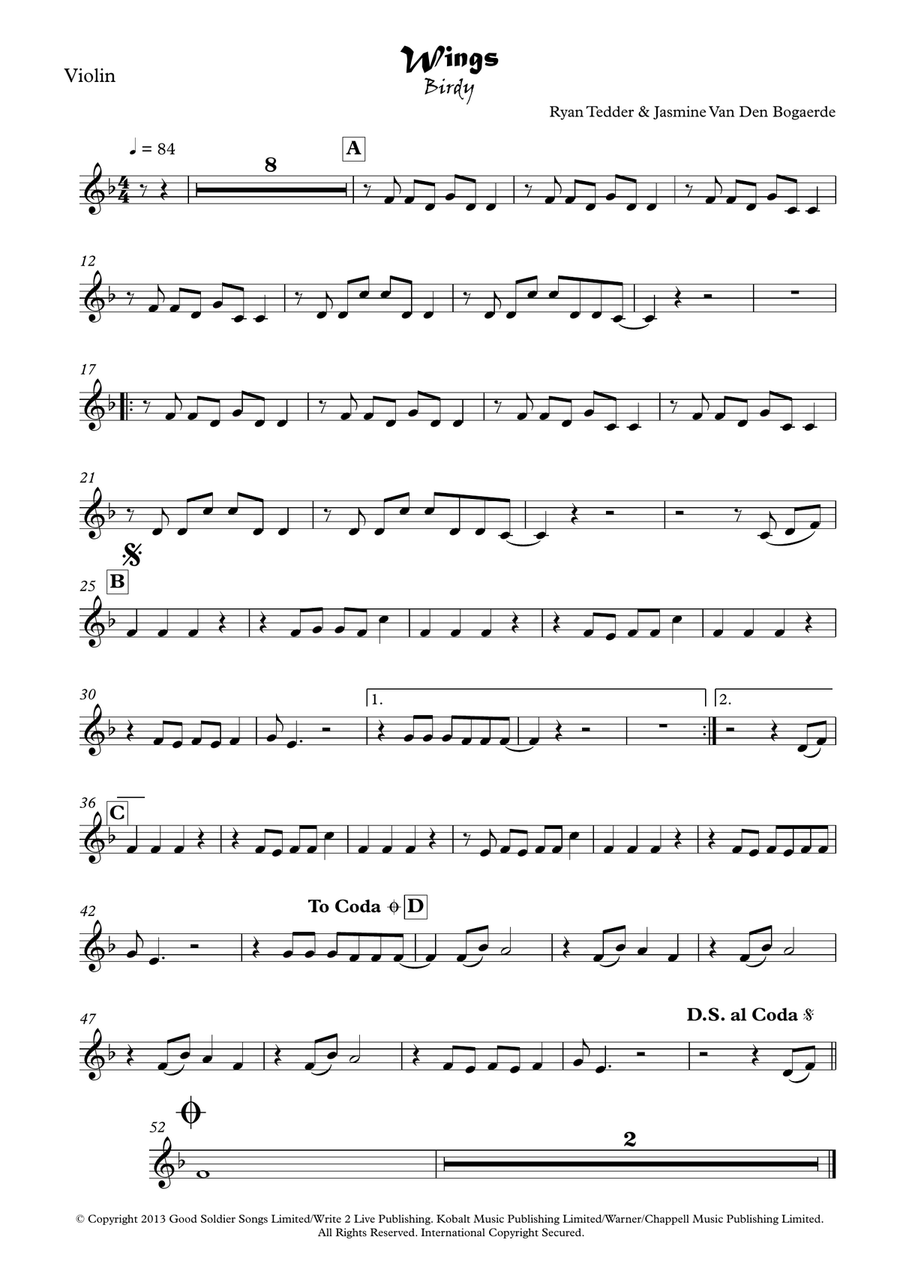 Wings Wings Violin Solo scores gallery preview page 4