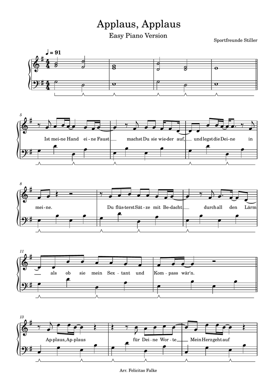 Applaus, Applaus Piano Solo scores gallery preview page 1