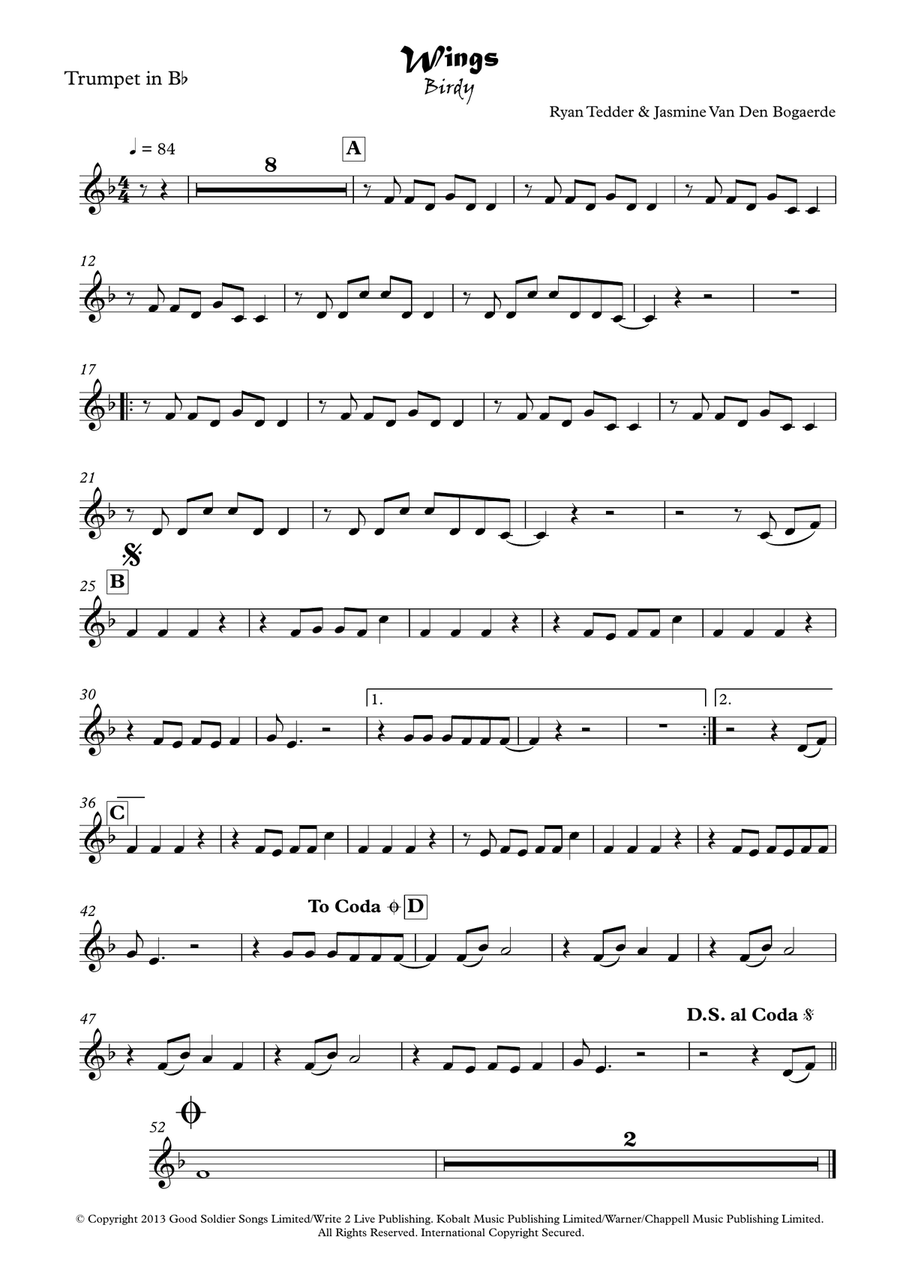 Wings Wings Trumpet Solo scores gallery preview page 4