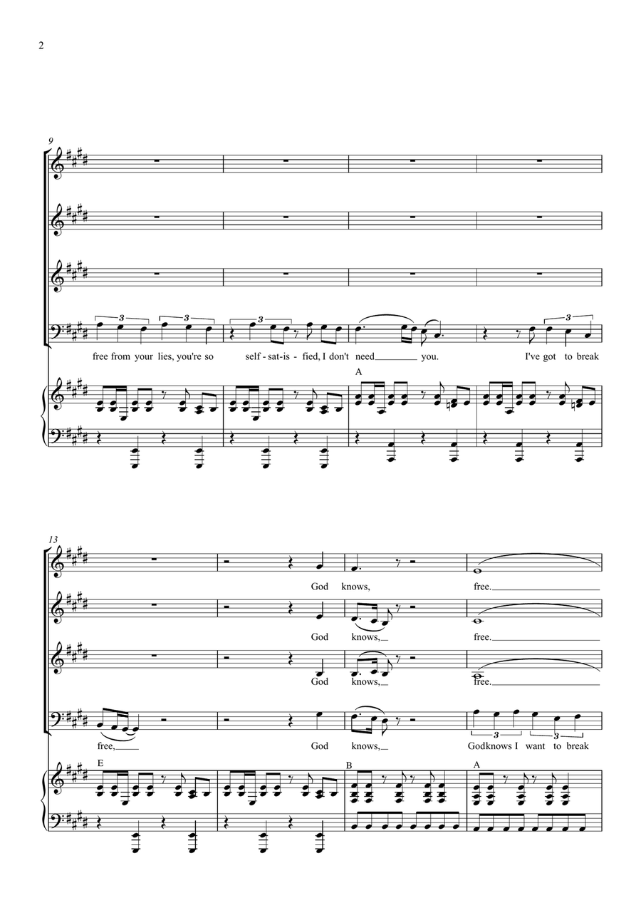 I Want To Break Free 4-Part scores gallery preview page 2