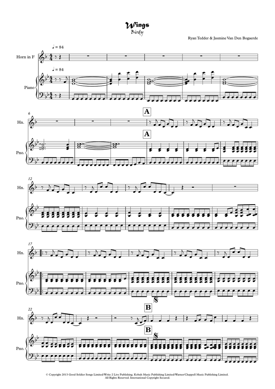 Wings Wings Piano scores gallery preview page 1