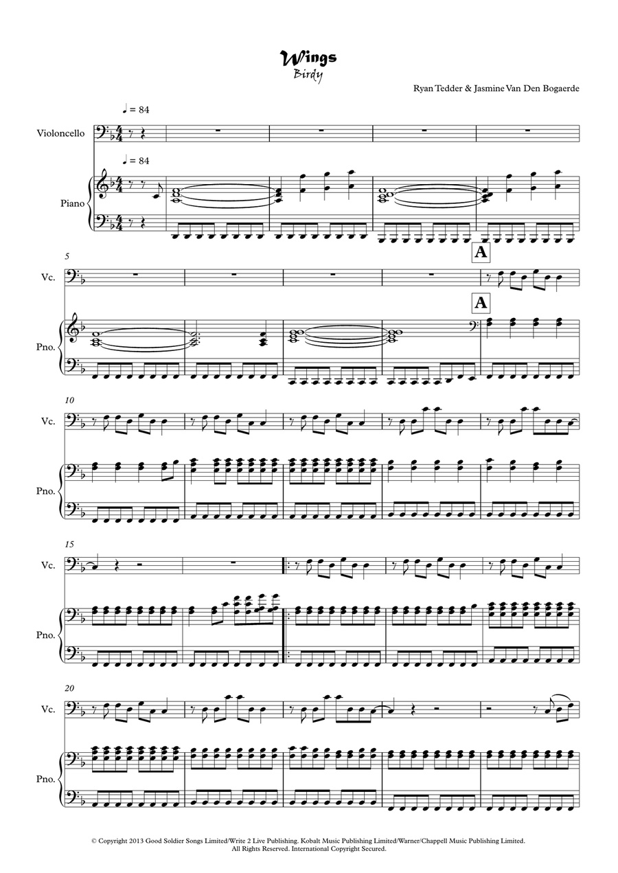 Wings Wings Piano scores gallery preview page 1