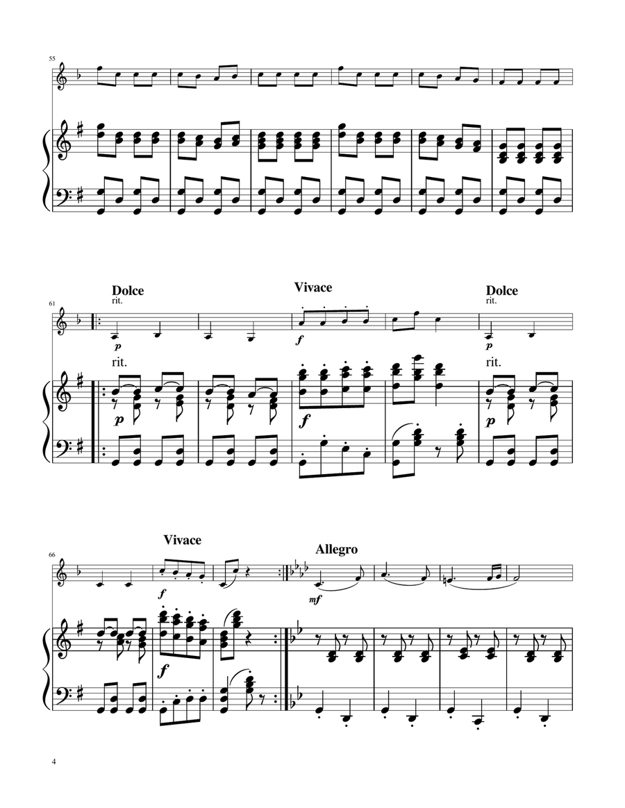 Hungarian Dance No. 5 - Trumept in D Solo w/Piano Trumpet Solo scores gallery preview page 4