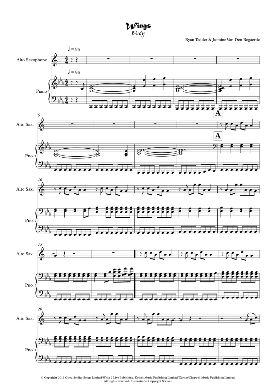 Wings Wings Alto Saxophone scores gallery preview page 1