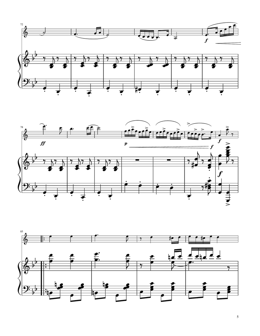 Hungarian Dance No. 5 - Trumpet Solo w/Piano B-Flat Trumpet scores gallery preview page 5