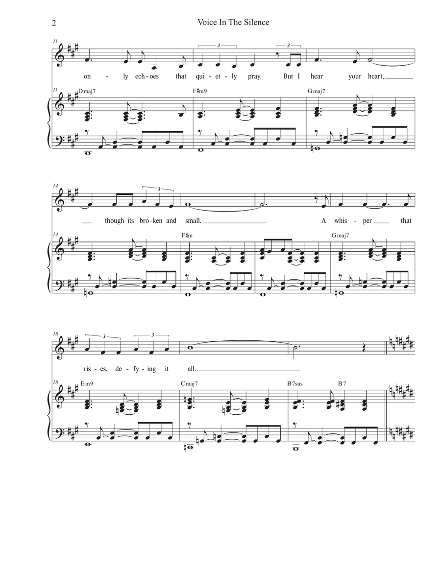 Voice In The Silence (Vocal solo) Piano, Vocal scores gallery preview page 2