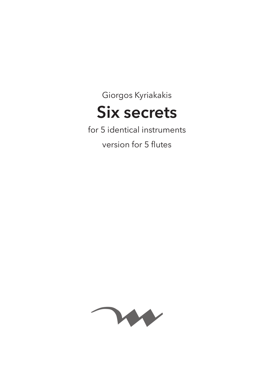 Six secrets for 5 identical instruments, version for 5 flutes - Score Only Small Ensemble scores gallery preview page 1