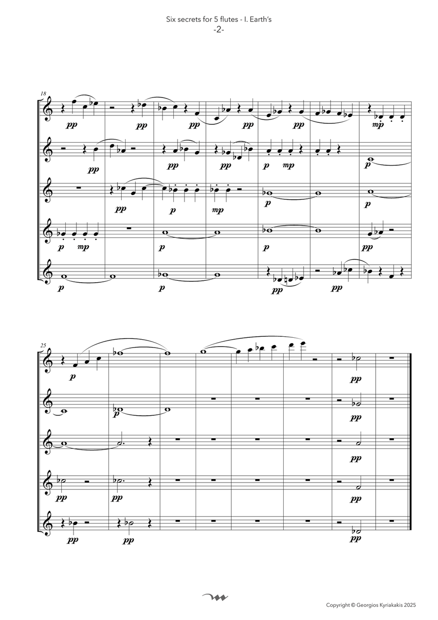 Six secrets for 5 identical instruments, version for 5 flutes - Score Only Small Ensemble scores gallery preview page 4