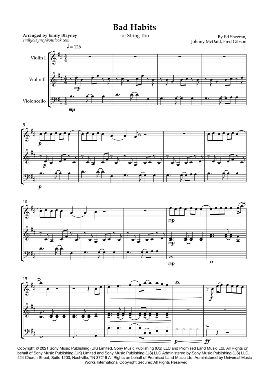 Bad Habits Bad Habits String Trio scores gallery preview page 1