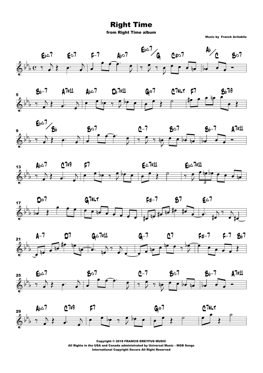 Right Time Right Time C Instrument scores gallery preview page 1
