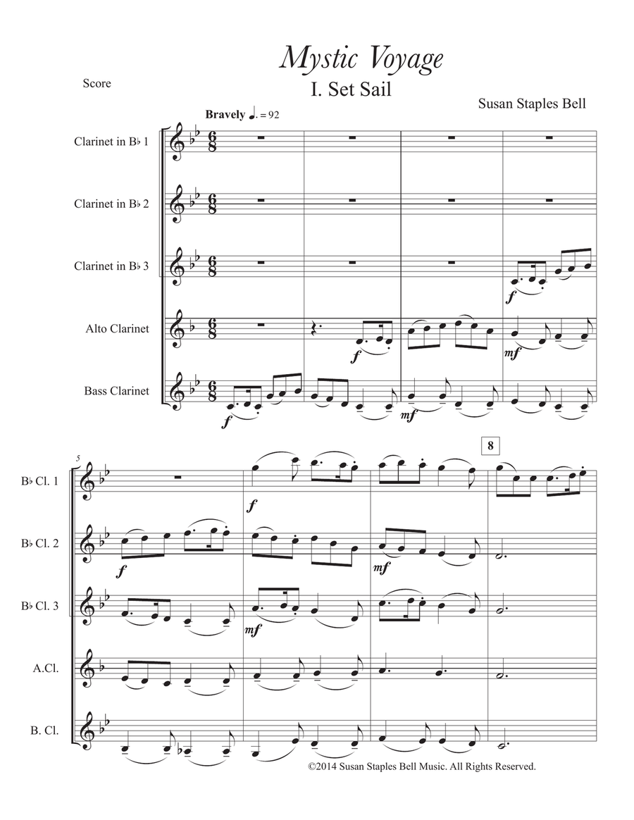 Mystic Voyage, a Suite for Clarinet Quintet Clarinet Quintet scores gallery preview page 3
