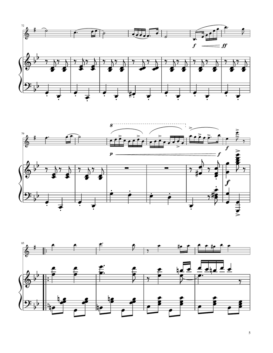 Hungarian Dance No. 5 - Baritone Sax Solo w/Piano Baritone Saxophone scores gallery preview page 5